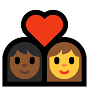 👩🏾‍❤️‍👩 Emoji Casal Apaixonado - Mulher: Pele Morena Escura, Mulher na Microsoft Windows 10 May 2019 Update.