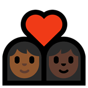 Emoji 👩🏾‍❤️‍👩🏿 Coppia Con Cuore - Donna: Carnagione Abbastanza Scura, Donna: Carnagione Scura su Microsoft Windows 10 May 2019 Update.