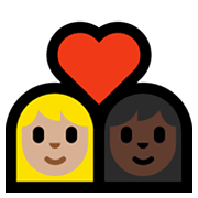 👩🏼‍❤️‍👩🏿 Emoji Liebespaar - Frau: mittelhelle Hautfarbe, Frau: dunkle Hautfarbe Microsoft Windows 10 May 2019 Update.