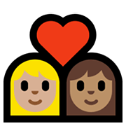 Emoji 👩🏼‍❤️‍👩🏽 Coppia Con Cuore - Donna: Carnagione Abbastanza Chiara, Donna: Carnagione Olivastra su Microsoft Windows 10 May 2019 Update.