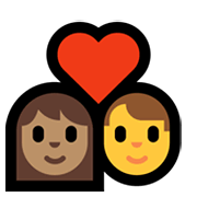 👩🏽‍❤️‍👨 Emoji Pareja Enamorada - Mujer: Tono De Piel Medio, Hombre en Microsoft Windows 10 May 2019 Update.