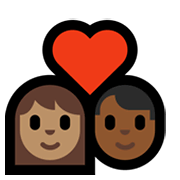 Emoji 👩🏽‍❤️‍👨🏾 Coppia Con Cuore - Donna: Carnagione Olivastra, Uomo: Carnagione Abbastanza Scura su Microsoft Windows 10 May 2019 Update.