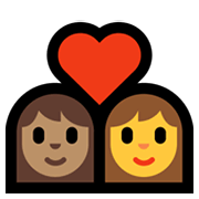 Émoji 👩🏽‍❤️‍👩 Couple Avec Cœur - Femme: Peau Légèrement Mate, Femme sur Microsoft Windows 10 May 2019 Update.