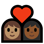 Émoji 👩🏽‍❤️‍👩🏾 Couple Avec Cœur - Femme: Peau Légèrement Mate, Femme: Peau Mate sur Microsoft Windows 10 May 2019 Update.