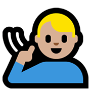 Emoji 🧏🏼‍♂️ Uomo Con Problemi Di Udito: Carnagione Abbastanza Chiara su Microsoft Windows 10 May 2019 Update.