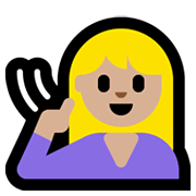 🧏🏼‍♀️ Emoji gehörlose Frau: mittelhelle Hautfarbe Microsoft Windows 10 May 2019 Update.