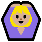 🙆🏼 Emoji Person mit Händen auf dem Kopf: mittelhelle Hautfarbe Microsoft Windows 10 May 2019 Update.