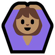 🙆🏽 Emoji Person mit Händen auf dem Kopf: mittlere Hautfarbe Microsoft Windows 10 May 2019 Update.