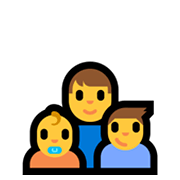 Emoji 👨‍👶‍👦 Famiglia: Uomo, Neonato, Bambino su Microsoft Windows 10 May 2019 Update.