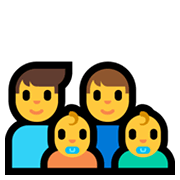 👨‍👨‍👶‍👶 Emoji Familie: Mann, Mann, Baby, Baby Microsoft Windows 10 May 2019 Update.
