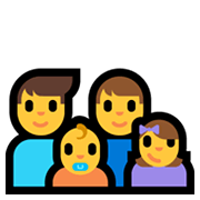 👨‍👨‍👶‍👧 Emoji Familie: Mann, Mann, Baby, Mädchen Microsoft Windows 10 May 2019 Update.