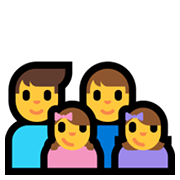 Emoji 👨‍👨‍👧‍👧 Famiglia: Uomo, Uomo, Bambina E Bambina su Microsoft Windows 10 May 2019 Update.