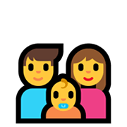 Émoji 👨‍👩‍👶 Famille: Homme, Femme, Bébé sur Microsoft Windows 10 May 2019 Update.