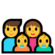 Emoji 👨‍👩‍👶‍👶 Famiglia: Uomo, Donna, Neonato, Neonato su Microsoft Windows 10 May 2019 Update.
