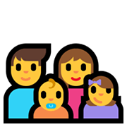 👨‍👩‍👶‍👧 Emoji Familie: Mann, Frau, Baby, Mädchen Microsoft Windows 10 May 2019 Update.