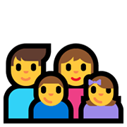 Emoji 👨‍👩‍👦‍👧 Famiglia: Uomo, Donna, Bambino, Bambina su Microsoft Windows 10 May 2019 Update.