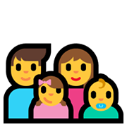 👨‍👩‍👧‍👶 Emoji Familie: Mann, Frau, Mädchen, Baby Microsoft Windows 10 May 2019 Update.