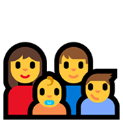 Emoji 👩‍👨‍👶‍👦 Famiglia: Donna, Uomo, Neonato, Bambino su Microsoft Windows 10 May 2019 Update.