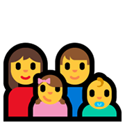 👩‍👨‍👧‍👶 Emoji Família: Mulher, Homem, Menina, Bebê na Microsoft Windows 10 May 2019 Update.