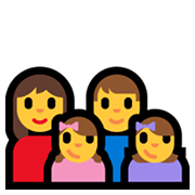 Émoji 👩‍👨‍👧‍👧 Famille: Femme, Homme, Fille, Fille sur Microsoft Windows 10 May 2019 Update.