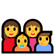 Emoji 👩‍👩‍👶‍👦 Famiglia: Donna, Donna, Neonato, Bambino su Microsoft Windows 10 May 2019 Update.