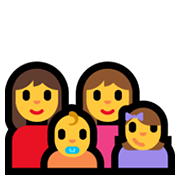 👩‍👩‍👶‍👧 Emoji Familia: mujer, mujer, bebé, niña en Microsoft Windows 10 May 2019 Update.