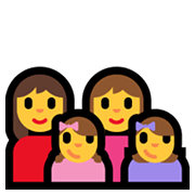 Émoji 👩‍👩‍👧‍👧 Famille : Femme, Femme, Fille Et Fille sur Microsoft Windows 10 May 2019 Update.