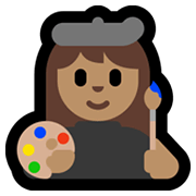 Emoji 👩🏽‍🎨 Artista Donna: Carnagione Olivastra su Microsoft Windows 10 May 2019 Update.
