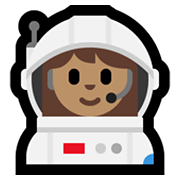 👩🏽‍🚀 Emoji Astronautin: mittlere Hautfarbe Microsoft Windows 10 May 2019 Update.