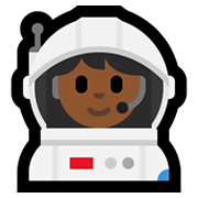 👩🏾‍🚀 Emoji Astronautin: mitteldunkle Hautfarbe Microsoft Windows 10 May 2019 Update.