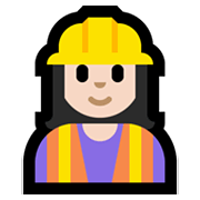 👷🏻‍♀️ Emoji Obrera: Tono De Piel Claro en Microsoft Windows 10 May 2019 Update.