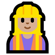 👷🏼‍♀️ Emoji Obrera: Tono De Piel Claro Medio en Microsoft Windows 10 May 2019 Update.