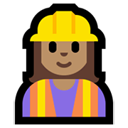 👷🏽‍♀️ Emoji Pedreira: Pele Morena na Microsoft Windows 10 May 2019 Update.