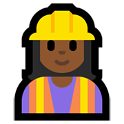 👷🏾‍♀️ Emoji Bauarbeiterin: mitteldunkle Hautfarbe Microsoft Windows 10 May 2019 Update.