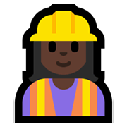👷🏿‍♀️ Emoji Obrera: Tono De Piel Oscuro en Microsoft Windows 10 May 2019 Update.