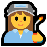 Emoji 👩‍🏭 Operaia su Microsoft Windows 10 May 2019 Update.