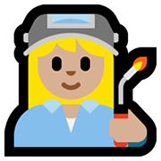 Emoji 👩🏼‍🏭 Operaia: Carnagione Abbastanza Chiara su Microsoft Windows 10 May 2019 Update.