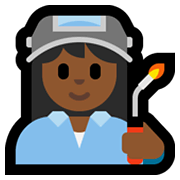 👩🏾‍🏭 Emoji Operária: Pele Morena Escura na Microsoft Windows 10 May 2019 Update.