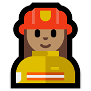 Emoji 👩🏽‍🚒 Pompiere Donna: Carnagione Olivastra su Microsoft Windows 10 May 2019 Update.