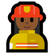 Emoji 👩🏾‍🚒 Pompiere Donna: Carnagione Abbastanza Scura su Microsoft Windows 10 May 2019 Update.