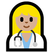👩🏼‍⚕️ Emoji Profesional Sanitario Mujer: Tono De Piel Claro Medio en Microsoft Windows 10 May 2019 Update.
