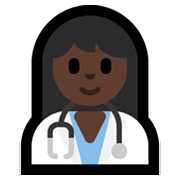 👩🏿‍⚕️ Emoji Mulher Profissional Da Saúde: Pele Escura na Microsoft Windows 10 May 2019 Update.