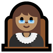Émoji 👩🏽‍⚖️ Juge Femme : Peau Légèrement Mate sur Microsoft Windows 10 May 2019 Update.