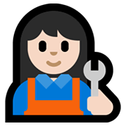 Emoji 👩🏻‍🔧 Meccanico Donna: Carnagione Chiara su Microsoft Windows 10 May 2019 Update.