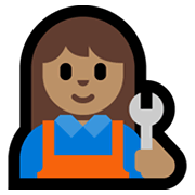 Emoji 👩🏽‍🔧 Meccanico Donna: Carnagione Olivastra su Microsoft Windows 10 May 2019 Update.