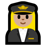 👩🏼‍✈️ Emoji Piloto De Avião Mulher: Pele Morena Clara na Microsoft Windows 10 May 2019 Update.