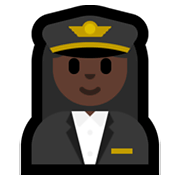 👩🏿‍✈️ Emoji Piloto De Avião Mulher: Pele Escura na Microsoft Windows 10 May 2019 Update.