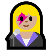 👩🏼‍🎤 Emoji Cantante Mujer: Tono De Piel Claro Medio en Microsoft Windows 10 May 2019 Update.