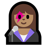 👩🏽‍🎤 Emoji Cantante Mujer: Tono De Piel Medio en Microsoft Windows 10 May 2019 Update.