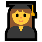 Emoji 👩‍🎓 Studentessa su Microsoft Windows 10 May 2019 Update.